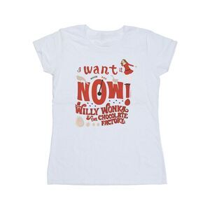 Willy Wonka Womens/Ladies Verruca Salt I Want It Now Cotton T-Shirt / White